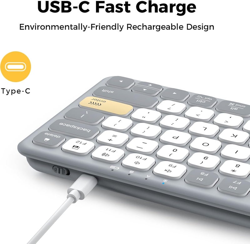 iClever BK50 Compact Bluetooth Keyboard, Portable, Vibrant Colors, Silent Typing, Syncs with 3 Devices – Compatible with Tablet, iPad, iPhone, Windows - Image 5